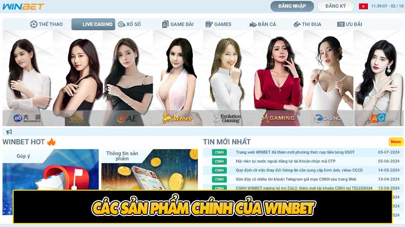 Các sản phẩm chính của Winbet